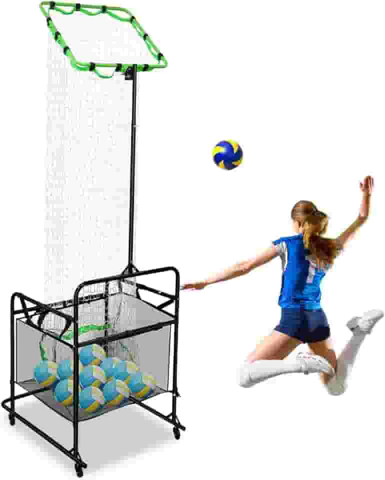 Rede Treinador Volei, Rede de Volei, Lpamento de Treinamento Vôlei Rede, com Rodas e Bolsa Coletora