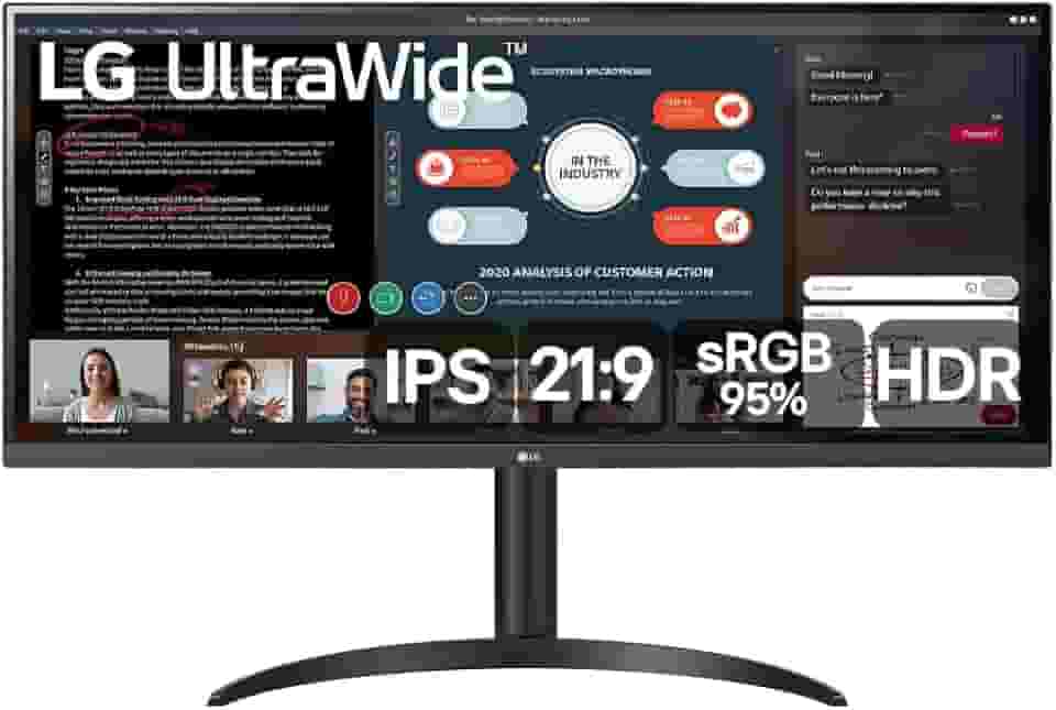 Monitor LG 34' IPS UltraWide, FHD HDMI FSync, Ajuste de Altura 34WP550