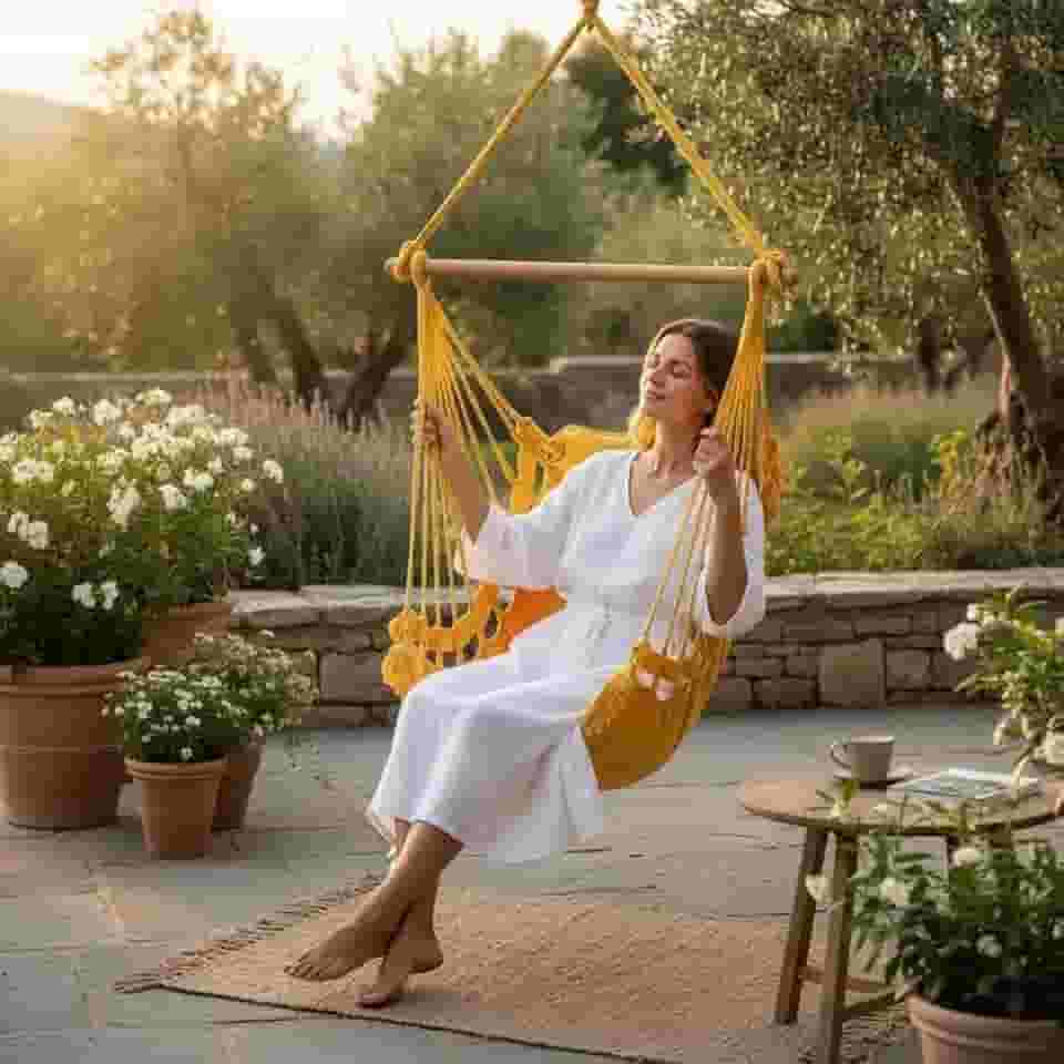 Cadeira Rede Balanço de Teto Suspensa Cor:Amarela