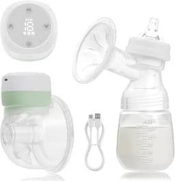 Bomba De Tirar Leite Elétrica, Coletor De Leite Materno Mãos Livres, Bomba de Mama Wearable Portátil, Livre de BPA, 3 Modos e 19 Níveis, Verde