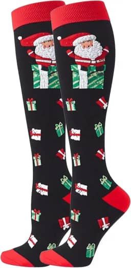 Meias de compressão para mulheres e homens, meias divertidas e coloridas, melhor suporte até o joelho, meias de atletismo de viagem graduadas