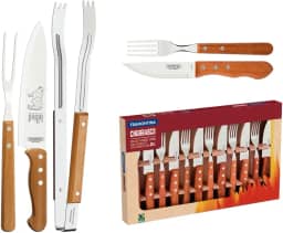 Kit para Churrasco Tramontina Jumbo 15 peças Aço Inox com Madeira