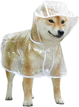 Wination Capa de Chuva Transparente Impermeável para Cães, Capa de Chuva de Corpo Inteiro para Filhotes de Cachorro, Resistente ao Desgaste e Mordidas, Tamanho Grande