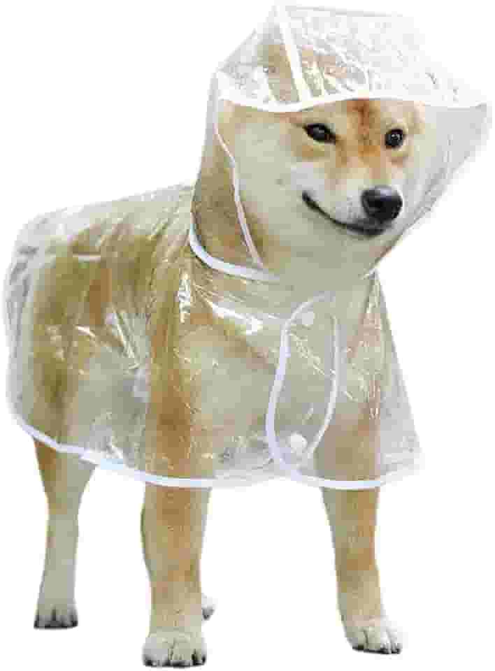 Wination Capa de Chuva Transparente Impermeável para Cães, Capa de Chuva de Corpo Inteiro para Filhotes de Cachorro, Resistente ao Desgaste e Mordidas, Tamanho Grande