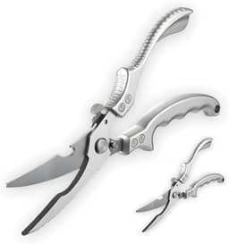 Tesoura de Cozinha Inox Multiuso Profissional 25 CM com Trava de Segurança Cortador Cortar Frango Peixe Legumes Verduras Ossos Carnes Cabo Ergonômico Antiderrapante