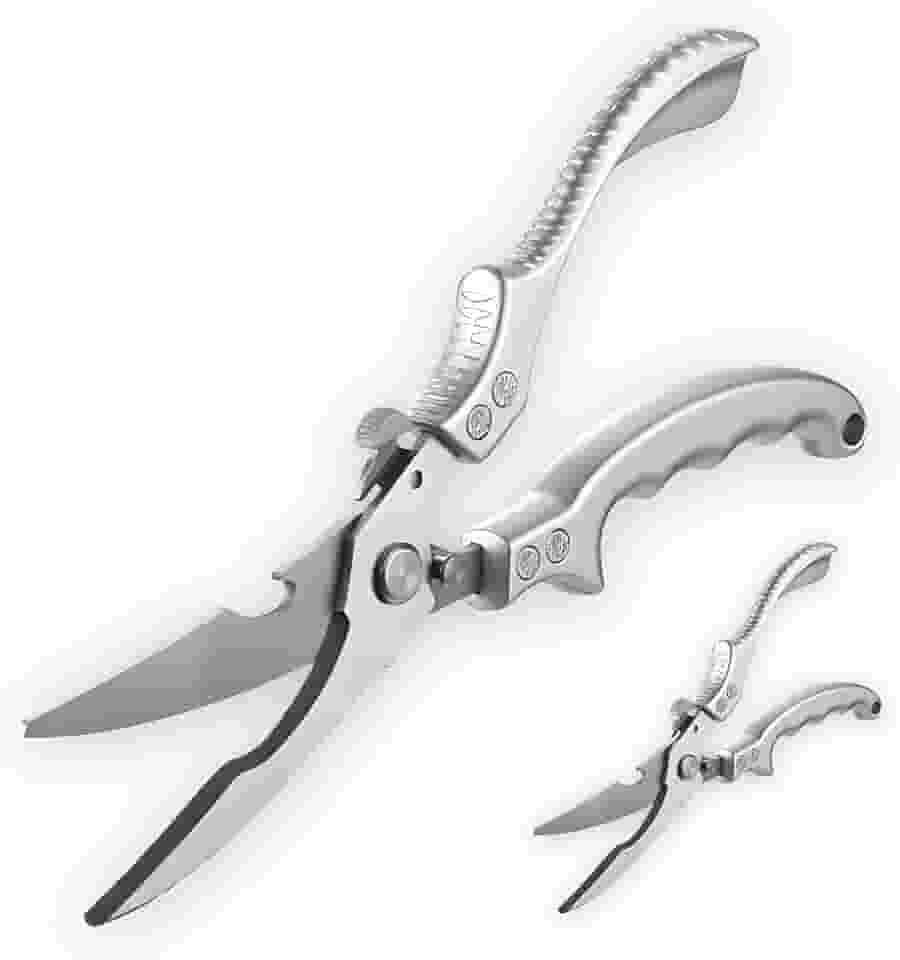 Tesoura de Cozinha Inox Multiuso Profissional 25 CM com Trava de Segurança Cortador Cortar Frango Peixe Legumes Verduras Ossos Carnes Cabo Ergonômico Antiderrapante