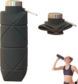 Garrafa De Água Portátil Dobrável De Silicone De 700 Ml, Leve e Reutilizável, à Prova De Vazamentos, Adequada Para Viagens, Acampamentos, Caminhadas, Ciclismo, Ioga e Esportes Ao Ar Livre (Cinza)