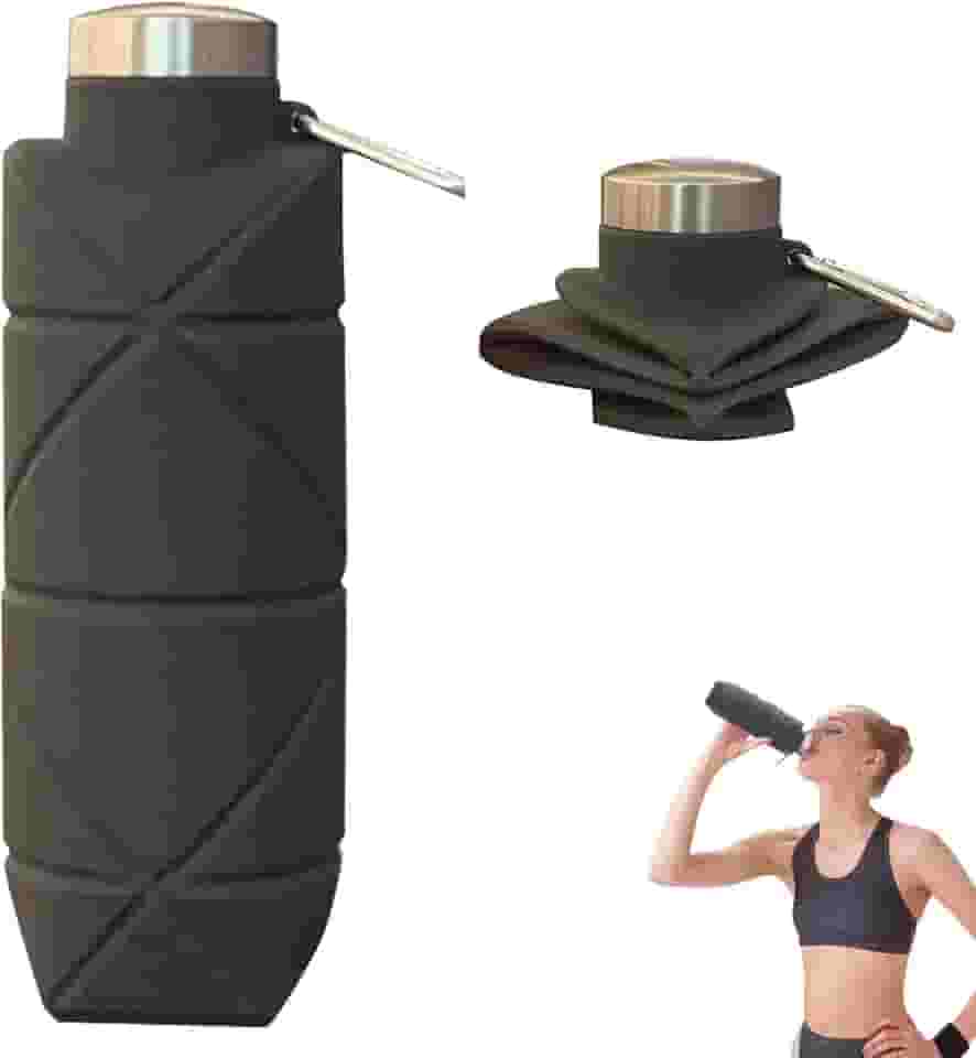 Garrafa De Água Portátil Dobrável De Silicone De 700 Ml, Leve e Reutilizável, à Prova De Vazamentos, Adequada Para Viagens, Acampamentos, Caminhadas, Ciclismo, Ioga e Esportes Ao Ar Livre (Cinza)