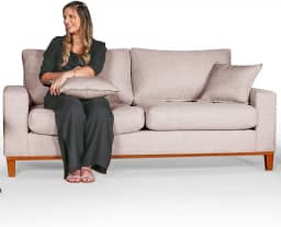 Sofá Living 3 lugares em Linho Essencial Estofados (Champagne, 3 Lugares)