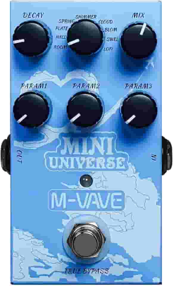 M-VAVE Pedal de efeitos de reverberação Mini Universe para guitarra elétrica, design True Bypass para guitarra, estojo de metal, fácil de operar 9 tons universais de reverberação, cordas Acessórios