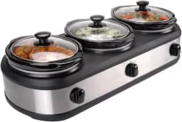 Buffet com 3 Panelas de Cerâmica 220 Rechaud Elétrico Slow Cooker