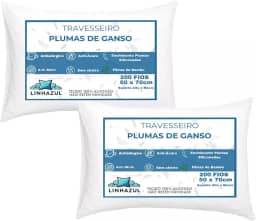 Kit 2 Travesseiros Toque Pluma de Ganso com Fibra Bambu - Linhazul