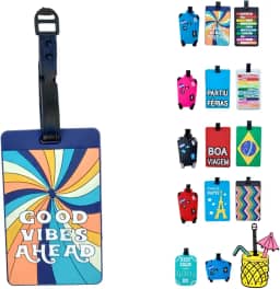Identificador de Bagagem Tag de Mala Férias Avião Etiqueta de Silicone Premium (GOOD VIBES, TAG)