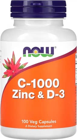 NOW Foods Vitamina C-1000 Zinco e D3 100 Cáps Importado