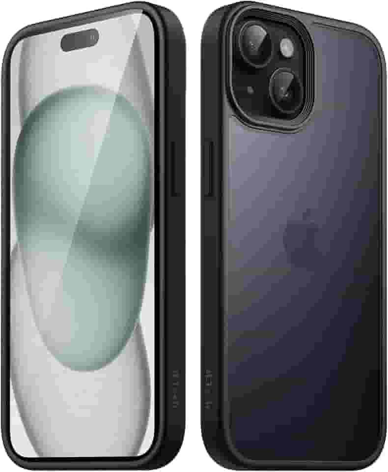 JETech Capa Fosca para iPhone 15 6,1 Polegadas, Proteção Contra Quedas de Grau Militar à Prova de Choque, Case Traseira Translúcida Fosca para Telefone, Capinha Anti-Impressão Digital (Preto)