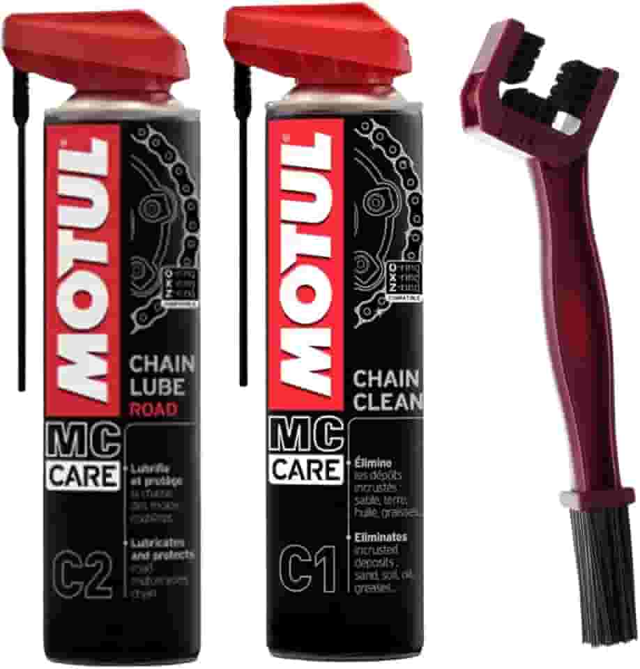SPRAY PARA LIMPEZA DE CORRENTES ON/OFF ROAD - MOTUL - C1 CHAIN CLEAN - 400 ML + SPRAY LUBRIFICANTE DE CORRENTES MOTOS STREET NAKED SPEED ESTRADA ON ROAD - MOTUL - C2 CHAIN CLEAN - 400 ML