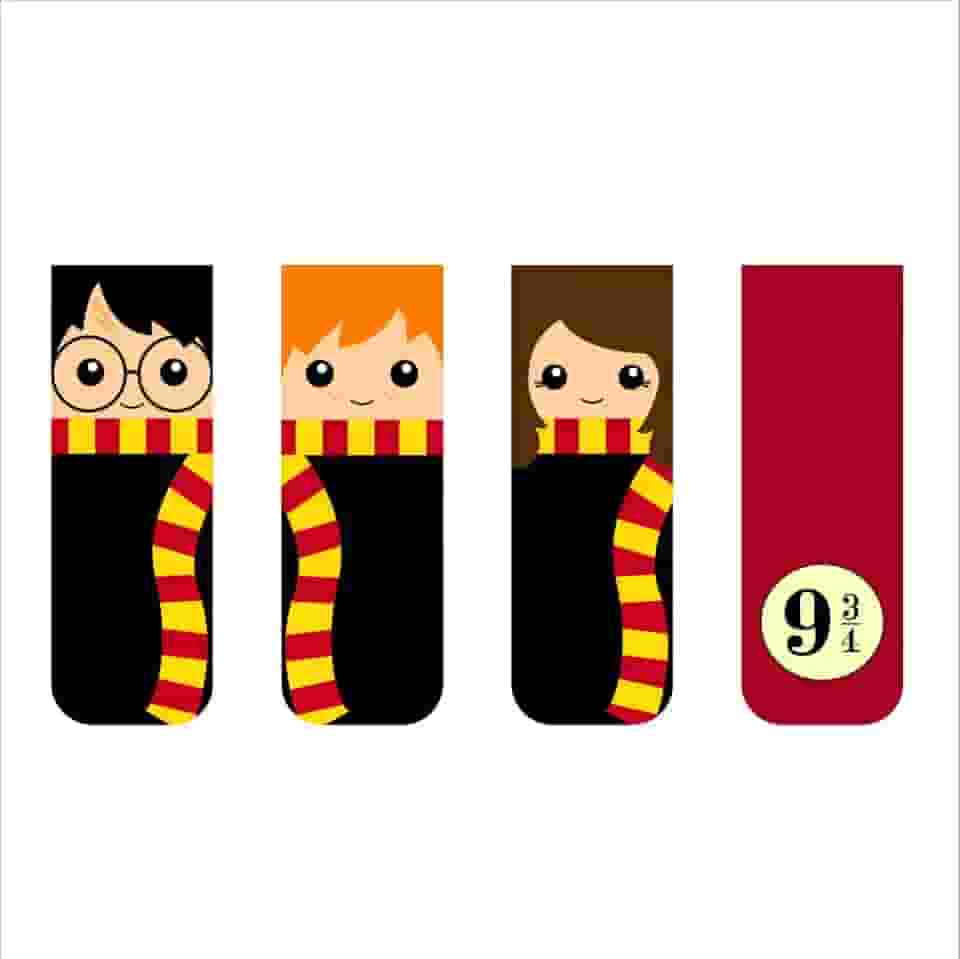 Marca página, marcador de livro magnético, Harry, kit com 4 marcadores