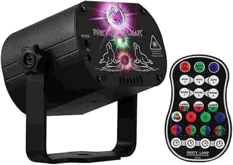 Luz de Festa Projetor LED RGB 3 em1 Laser Raio Holográfico Controle 60 Padrões Festa Balada (Preto)