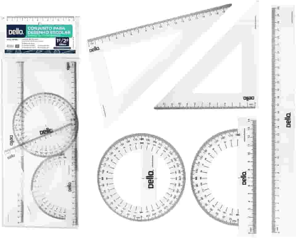 Conjunto Para Desenho 1 Grau 1 E 2 Grau C/05 Pecas Flexivel - Blister com 1 Unidade, Dello, 8700H.0050, Multicor