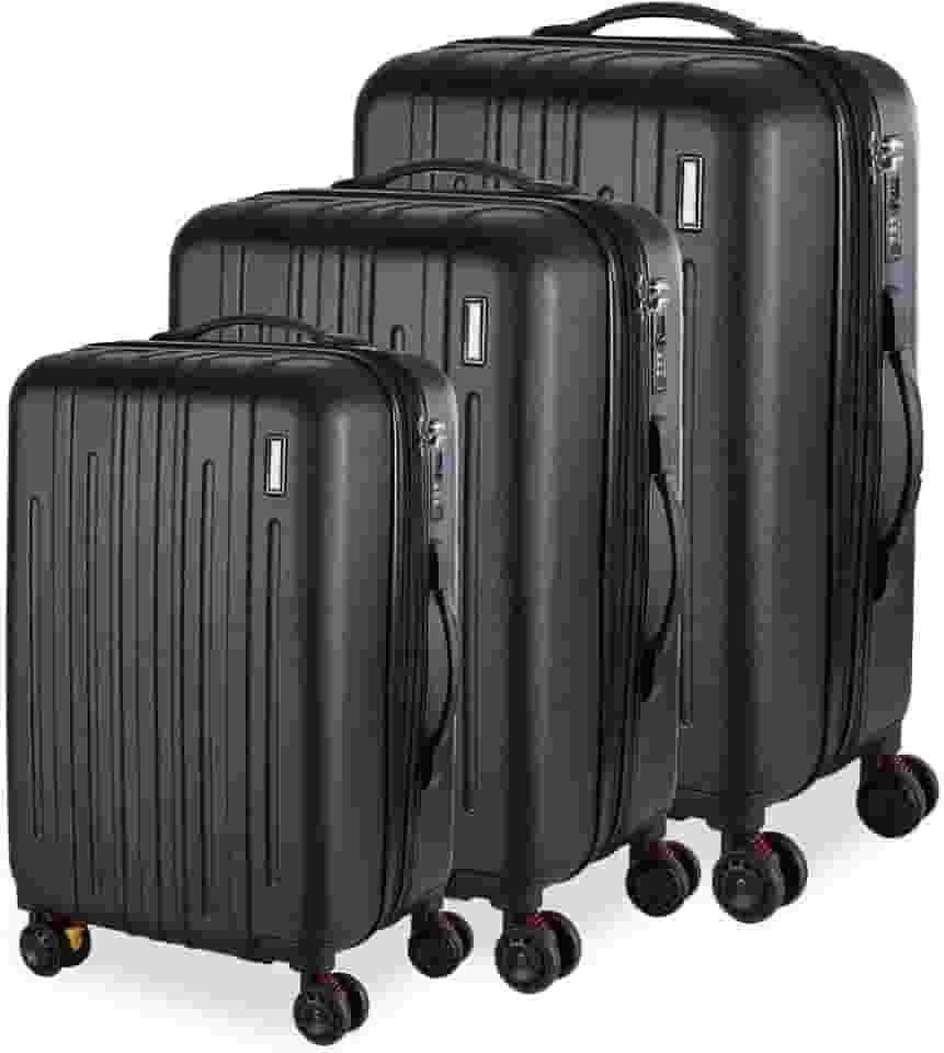 Cj. Malas ABS 3 Pecas P/M/G Rodas 360 - AeroMalas Suécia (Preto)