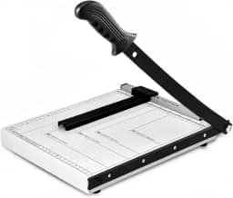 Guilhotina Profissional de Papel A4; Cortador de Papel com Protetor de Segurança, Capacidade 12 folhas, Lâmina de Aço Temperado, Base Metálica e Régua Integrada