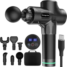 Massageador Muscular Elétrico Profissional, Pistola Massageadora Muscular Recarregável, Massageador Corporal Super Relaxante, MioFascial Atleta Esportes 6 Ponteiras e 30 Variação de Velocidades