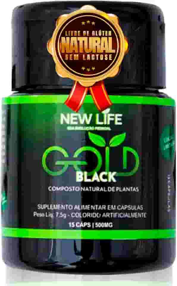 New Life GOLD Black Suplemento Natural | Termogênico e Detox | 15 Cápsulas