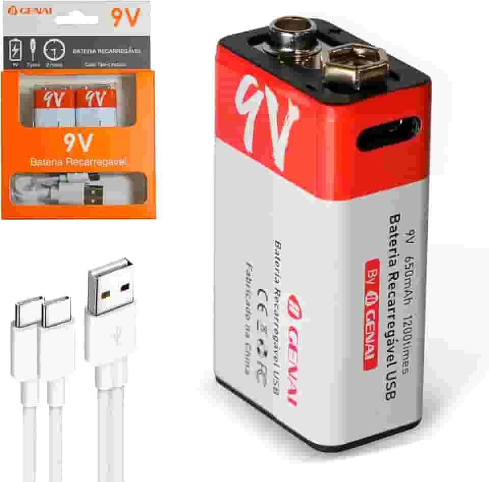 Bateria 9v Bateria 9v Recarregável 9 Volts Original Kit 2 Bateria 650mah