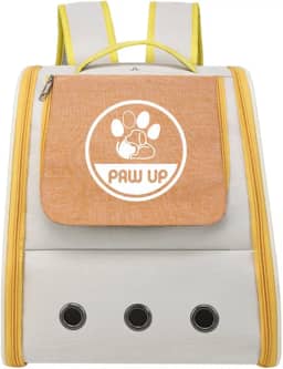 Bolsa Transporte Pet para Cães e Gatos 32x28x38 cm, Bolsa Mochila Respirável com Ventilação, Alças Ergonômicas e Tapete Removível, Resistente e Confortáve (Amarelo)