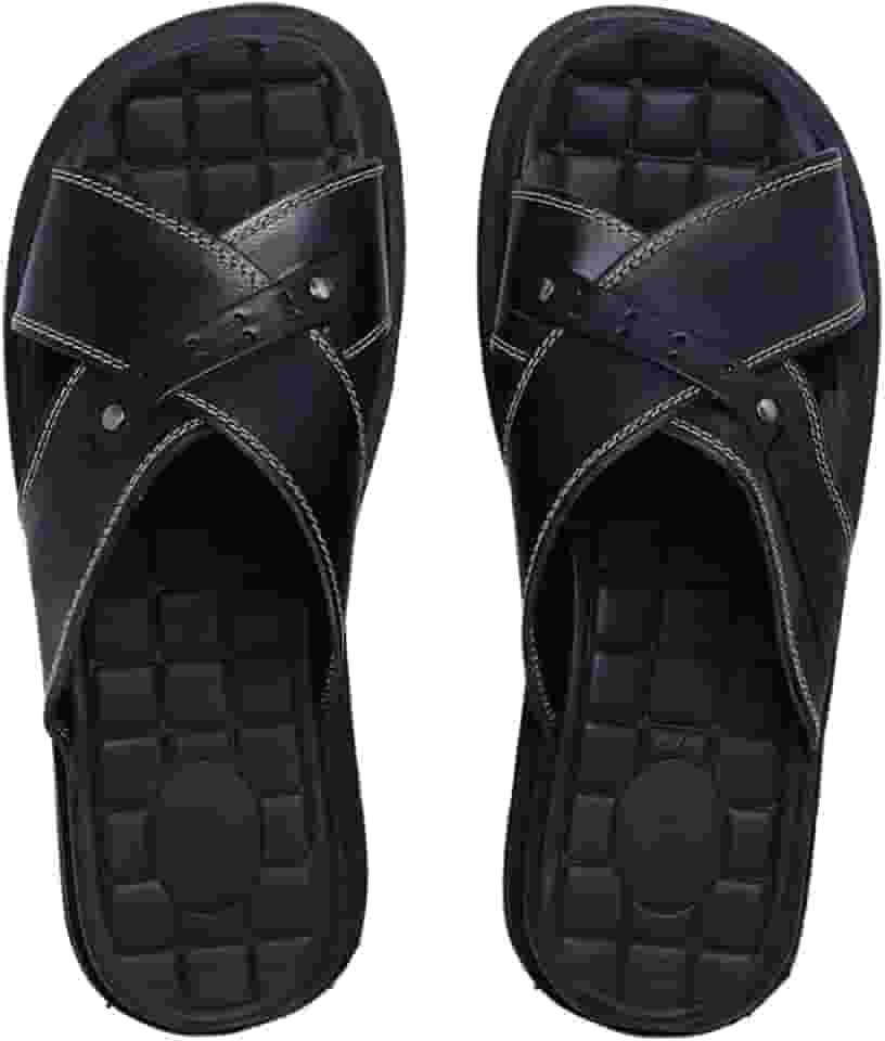 Chinelo Papete Ortopédico Anatômico Anti Stress Masculino Couro Legítimo Em Tiras