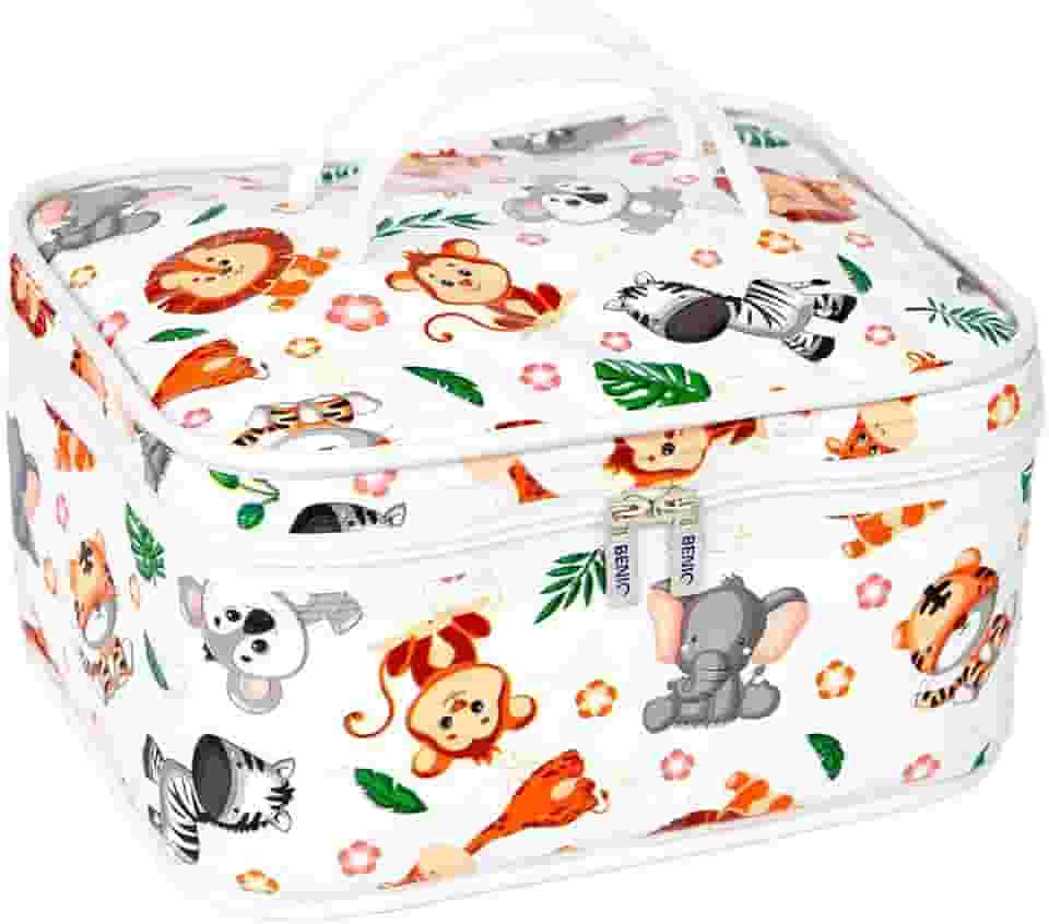 Bolsa Térmica Infantil e para Bebê 6L – Fresqueira Impermeável com Alça, Zíper, Antibacteriana e Antifúngica – Laranja Safari