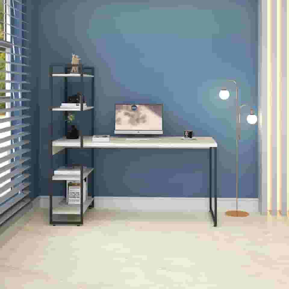 Escrivaninha com Estante Alta 4 Prateleiras 1,50m Dynamica