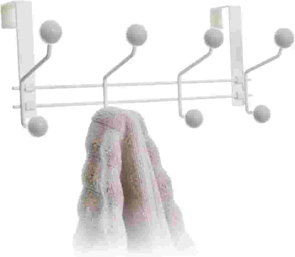 Suporte para porta e parede 8 Ganchos, Metaltru, Branco com Branco