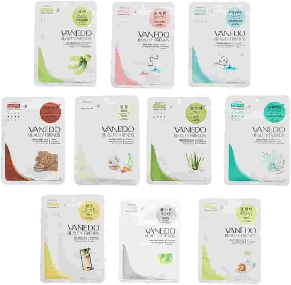 Kit com 10 Máscaras Hidratantes Faciais Coreanas - Essências Variadas