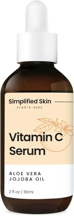 Simplified Skin Soro facial com vitamina C – 20% de vitamina C, ácido hialurônico, vitamina E – para hidratação e brilho da pele – Soro antioxidante para clareamento da pele – 2 ml