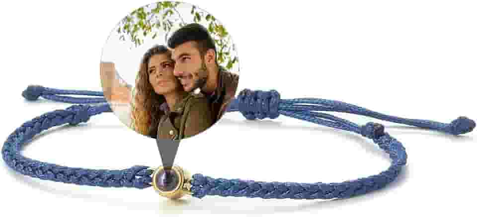 Pulseira com pingente de foto personalizada - Lembrança personalizada com memória envolta, feita à mão para presentes exclusivos de Dia dos Namorados, aniversário, aniversário ou ocasiões