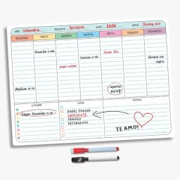 Super Lousa Planner Quadro de Aviso Magnético Para Geladeira Com 2 Canetas Com Ímã - Recados Anotações Lembrete Decoração Agenda