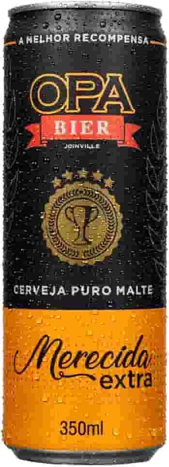 Cerveja Puro Malte Merecida Extra teor 5% 350ml Premiada na Brasil Beer Cup 2022, 2023 e 2024 e na World Bier Awards Brazil Winner 23, Opa Bier