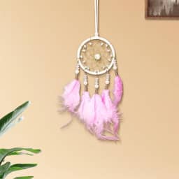 Decorações com pingente de apanhadores de sonhos, apanhador de sonhos feito à mão, adequado para sala de estar, enfeite de quarto (rosa)