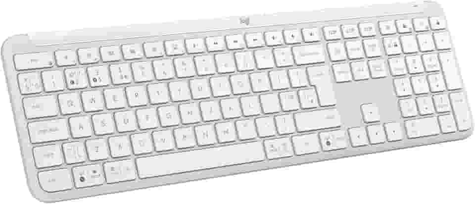 Teclado sem fio Logitech Signature Slim K950 Com Easy-Switch para até 3 dispositivos, Digitação Silenciosa, Conexão Bluetooth ou Receptor USB Logi Bolt Incluso e Layout US INTL - Branco