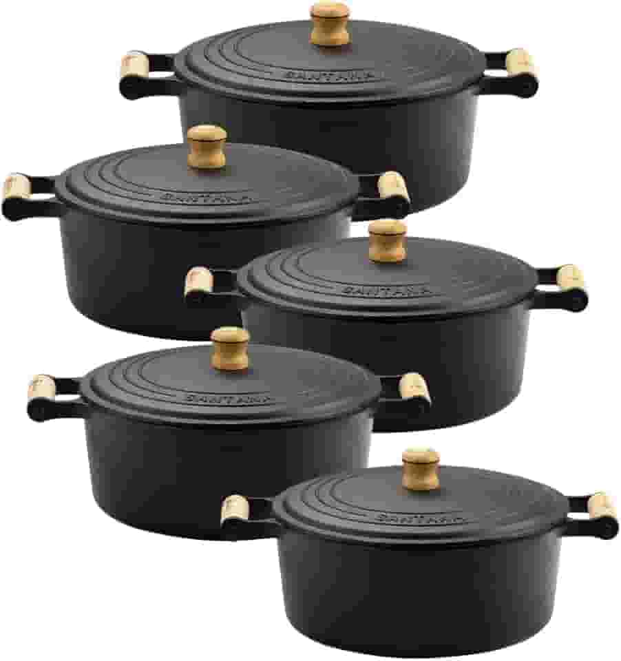 Jogo de panelas caçarolas de ferro fundido mineira 16 ao 24 Fundição Santana