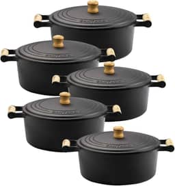 Jogo de panelas caçarolas de ferro fundido mineira 16 ao 24 Fundição Santana