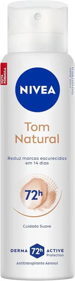 NIVEA Desodorante Antitranspirante Aerossol Tom Natural 150ml - Reduz marcas escuras e oferece proteção prolongada por 72 horas
