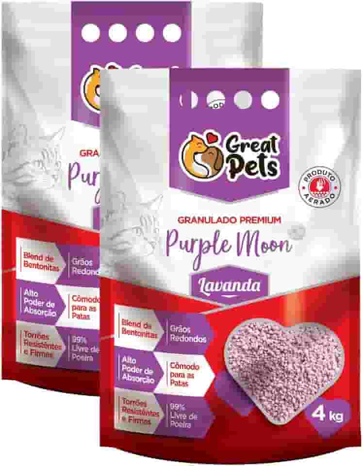 KIT 2 Areias Higiênicas Para Gatos - 4kg cada - Bentonita Premium (Lavanda)