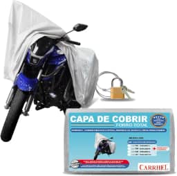 Capa para moto forro total com cadeado impermeavel proteção UV Silver - M