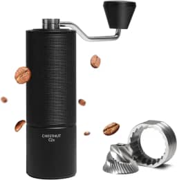 TIMEMORE Moedor de café manual Chestnut C2S, rebarba cônica de aço inoxidável CNC, configuração interna ajustável, posicionamento de rolamento duplo, moedor manual de presente para café expresso para