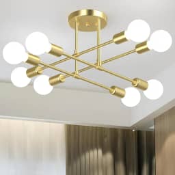 Luminária Pendente De 8 Cabeças Dourada, Pendente LumináriaDe Teto Regulável, Luminária Pendente Para Cozinha, Quarto, Sala De Estar