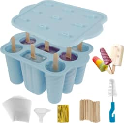 9 formas caseiras de silicone para picolé, máquina de picolé de gelo congelado com 3 formas de moldes para picolé reutilizável de 85 g para purê de suco e molho de maçã (azul)