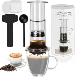 Nauerz 300 ml Cafeteira de Pressão Manual, Pote de Filtro de Pressão Portátil Prensa Manual para Café, Suporte para Filtrar Café com 100 Peças de Papel