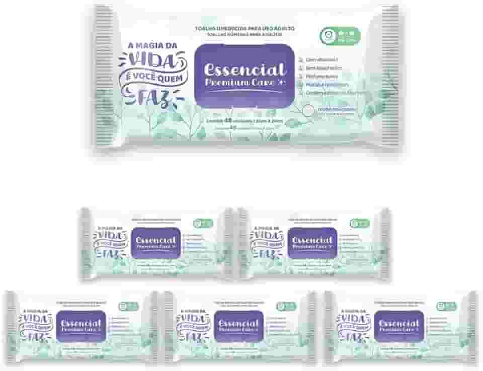 06 Pacotes Toalhas Umedecidas Adulto 48fls Essencial Care